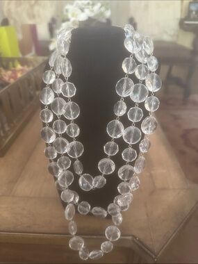 R.J. Graziano Clear Multi-Strand Faceted Bead Necklace